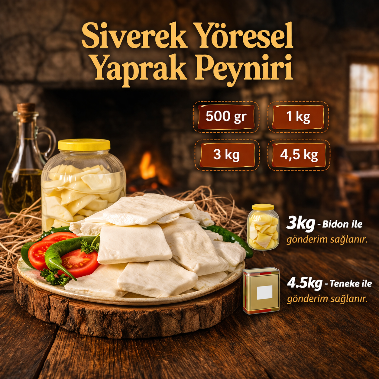 Siverek Yöresel Yaprak Peynir 500gr ve 1 kg vakumlu-3kg petle - 4,5kg teneke